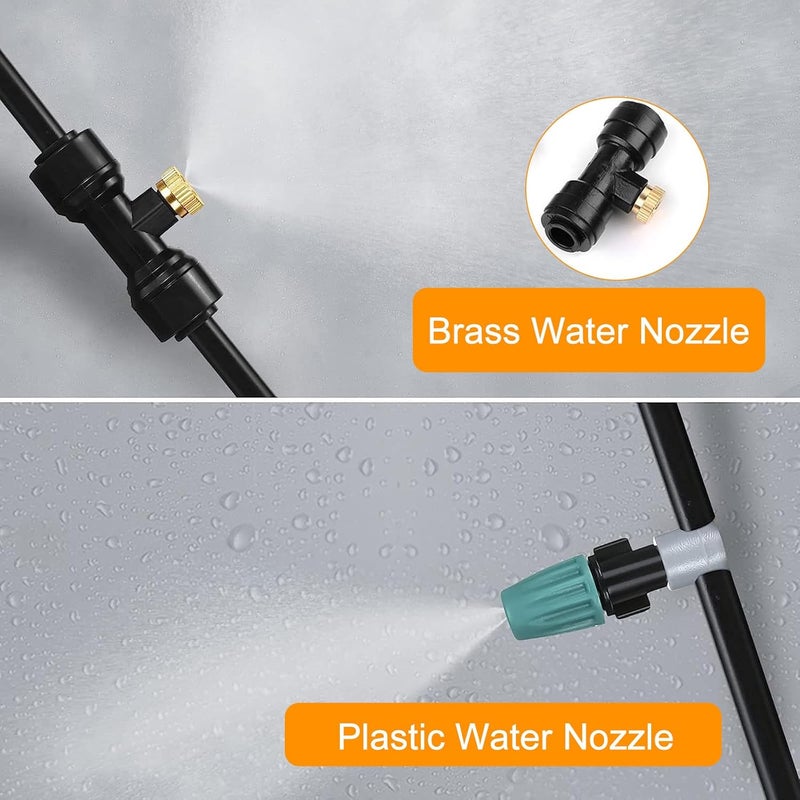 Wexecon Brass & Black Misting Nozzles Kit - 20pcs Mister Nozzles & Tees with 2pcs Plugs for 1/4" Tubing and Outdoor Patio System - Image 5